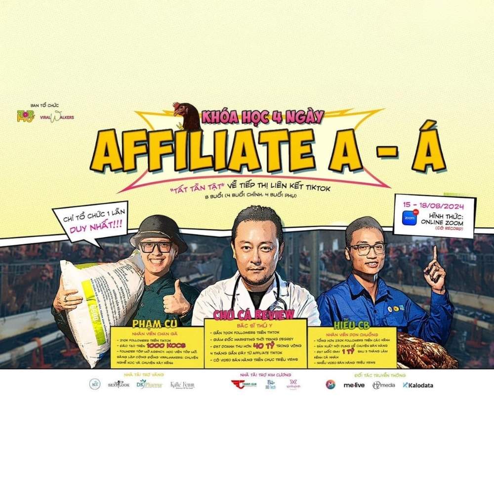 Khóa Học Affiliate Tiktok từ A đến Á Tất Tần Tật Về Tiếp Thị Liên Kết Tiktok Cùng Phạm Củ + Chú Cá Review + Hiếu CB Khoa Hoc Affiliate Tiktok tu A den A Tat Tan Tat Ve Tiep Thi Lien Ket Tiktok Cung Pham Cu Chu Ca Review Hieu CB